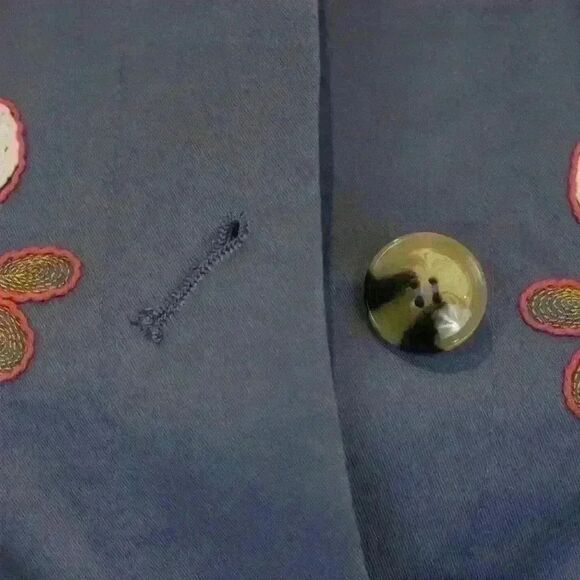 SFERA Collection Blue Button Down Embroidered Button Down Coat Size M - Picture 8 of 8